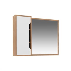 Espelheira Para Banheiro Bn3645 C- 1 Porta 80x60 Tecnomobili Amêndoa Branco