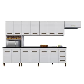 Cozinha Modulada Atenas 14 Portas 3 Gavetas Kaiki Móveis Branco