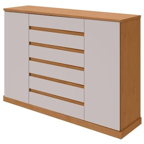 Comoda Sapateira Vedra 7 Gavetas 2 Portas - Lopas Amendoa Clean/off White.