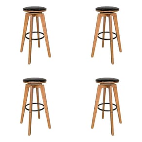 Kit 4 Banquetas Decorativas Hetfield Pu Madeira C/apoio Para Os Pés Base Giratória G56 - Gran Belo