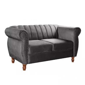 Sofá Realeza Decorativo Chesterfield Namoradeira Retrô Cinza Grafite