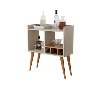 Aparador Para Salas E Recepção Com Porta Garrafas E Bebidas Off White