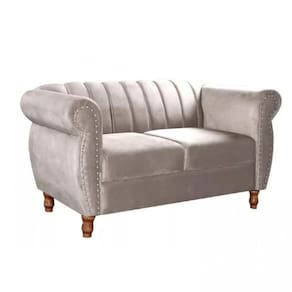 Sofá Realeza Decorativo Chesterfield Namoradeira Retrô Bege Claro