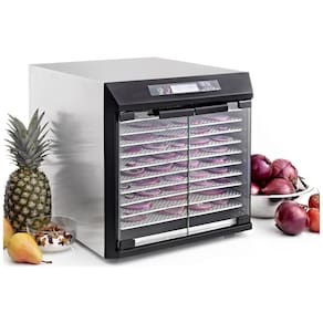 Desidratador de Alimentos com 10 Bandejas, Temporizador de 100H, Desligamento Automático e Controle de Temperatura, 600W, Excalibur, Prata