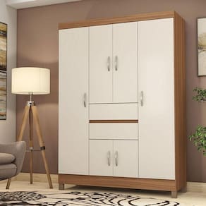 Guarda Roupa Solteiro Ambiente Ecom 2 Amêndola Touch Off White - Demóbile