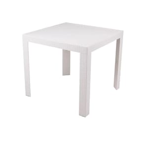 Mesa De Jantar Quadrada Ibiza 80 Cm (largura) Em Polipropileno Fendi Com Tramas Simulando Rattan