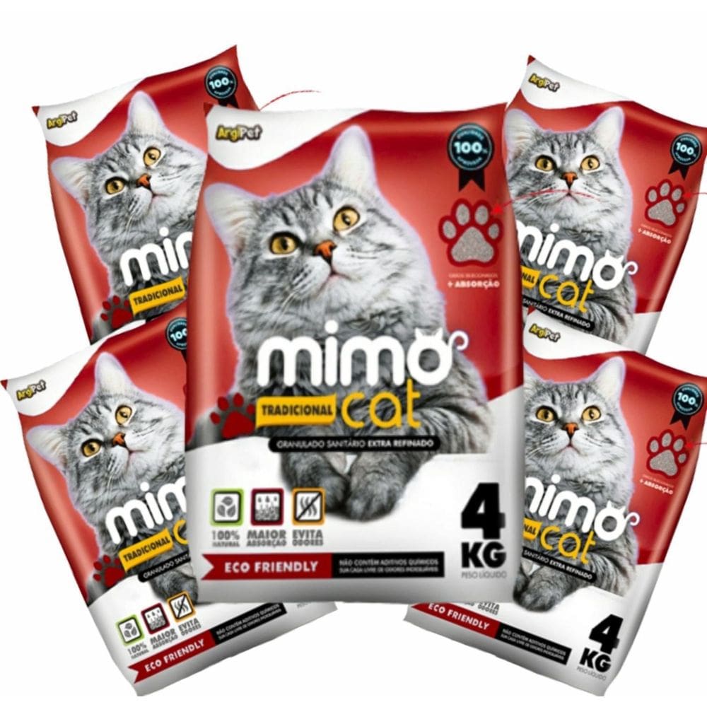 Areia Sanitária Para Gatos Mimocat Fd Com 5 Unidades De 4 Kg