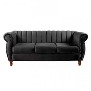 Sofá Realeza Decorativo 3 Lugares Chesterfield Colonial Preto