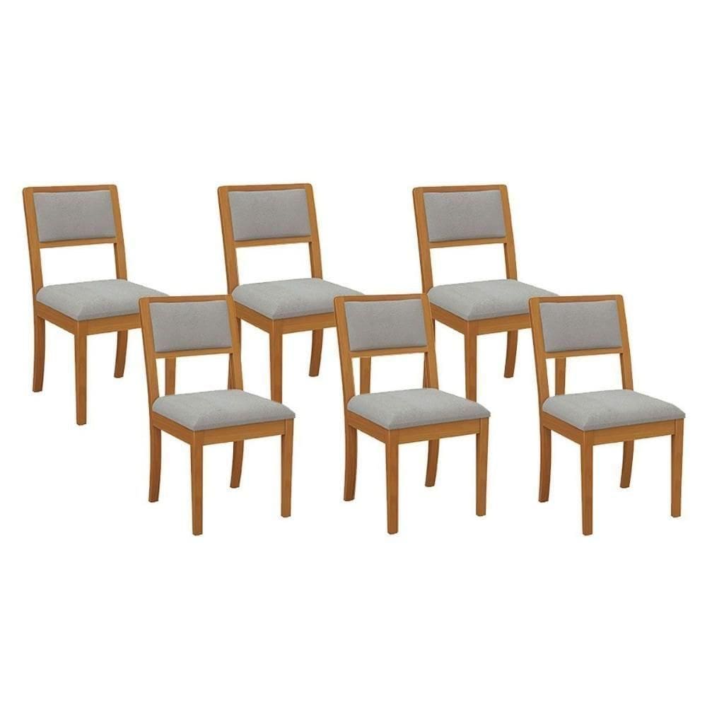Cadeira Sala De Jantar Alice Kit 6 Un Carvalho/linho Cinza A056 - Kappesberg