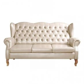 Sofá Imperador Chesterfield 3 Lugares Capitonê Retrô Vintage Bege