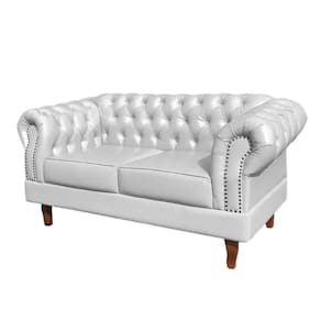 Sofá Dom Pedro Namoradeira Chesterfield Vintage Courissimo Branco