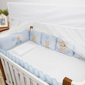 Kit Para Berço 10 Peças Americano Aconchego Merlin Cute Azul