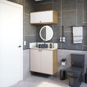 Conjunto Para Banheiro Com Basculante Kappesberg Celeste 2 Peças Nogueira/branco 80cm