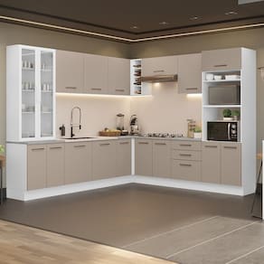 Armário De Cozinha Completa 549cm Branco/crema Agata Madesa 01 Branco/crema