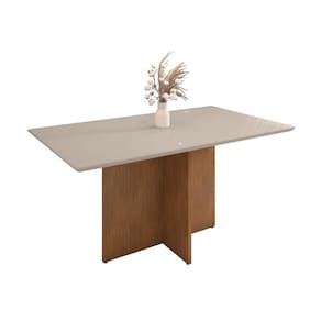 Mesa De Jantar Ryan 1.6 Off White Cedro Tampo De Vidro
