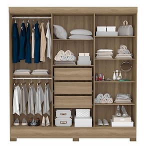 Cômoda Astral E Guarda Roupa Casal Prático Amêndola Touch Com Espelho - Demóbile