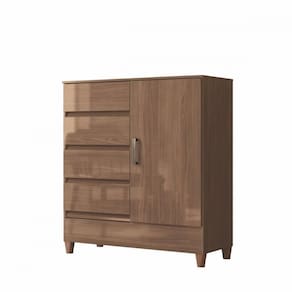 Cômoda Com Pés 1 Porta 4 Gavetas Jequitiba New Opção Jequitiba