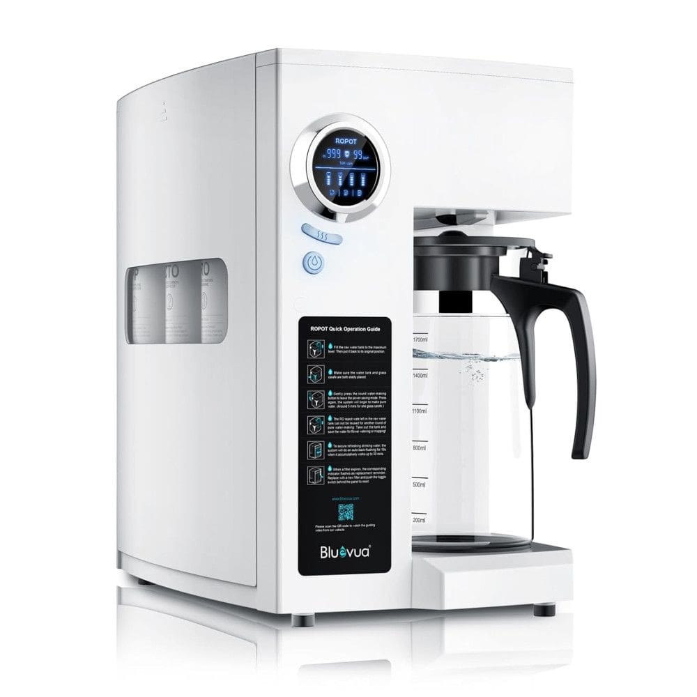 Filtro de Água de Bancada sem Instalação 1,7L com Osmose Reversa de 6 Estágios e UV, 110V Bluevua RO100ROPOT-UV, Branco