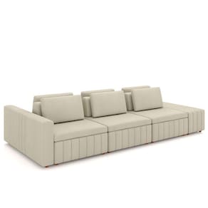 Sofá Ilha E Puff Sala Living 365cm Siesta M22 Linho Areia - Mpozenato