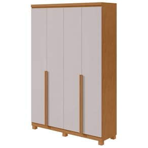 Guarda-roupas 4 Portas 2 Gavetas 100% Mdf Alonzo Sem Espelho E Com Pés Amendoa Clean Off White