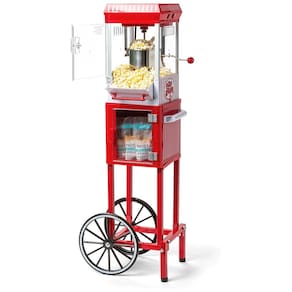 Carrinho de Pipoca com Panela de 76 mL Produz até 10 Xícaras por Vez, 110V, Nostalgia, Vermelho e Branco