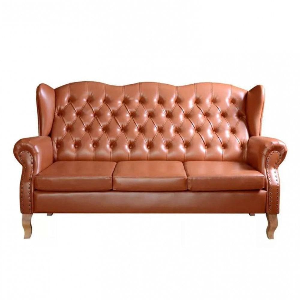 Sofá Imperador Chesterfield 3 Lugares Capitonê Retrô Vintage Caramelo