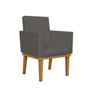 Poltrona Decorativa Base + Reforçada Tecido Courino cinza