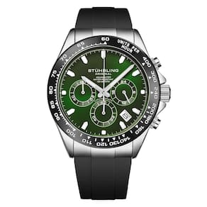 Relógio Aquamaster Cronógrafo 42mm Mostrador Verde Esmeralda e Pulseira Preta - Stuhrling 4050