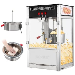 Pipoqueira Elétrica Faz até 25,3 kg de Pipoca com Panela de 450g, Colher de Aço Inoxidável, Colher de Óleo e 3 Copos de Pipoca, 110V, ROVSUN, Preta