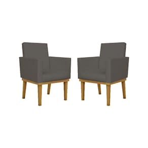 Kit 02 Poltronas Decorativa Reforçada Courino cinza