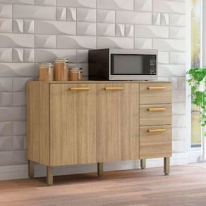 Balcão Urbane Com Tampo 3 Portas 2 Gavetas 2973 Kits Paraná Freijo