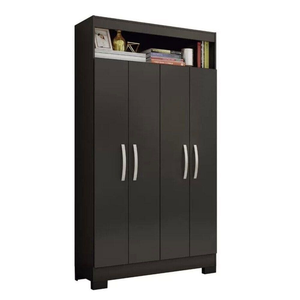 Armário Multiuso 4 Portas E Nicho Nt4040 Com Pés Notável Preto Tx