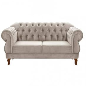 Sofá Namoradeira Duquesa 2 Lugares Chesterfield Imperial Bege Claro
