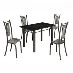Conjunto De Mesa Paris 1,20m Com 4 Cadeiras Grafite Teixeira Grafite