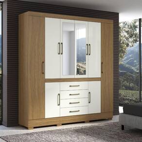 Guarda Roupa Napoli 8 Portas 4 Gavetas Com Espelho Aramoveis Atacama Com Off White
