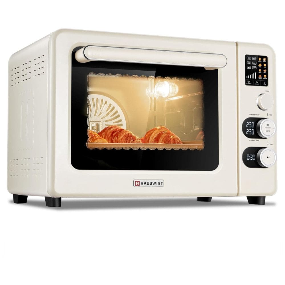 Forno Elétrico Antiaderente 10 em 1, Capacidade 34L, Cozimento e Fritura Integrados com Display LED, 110V 1800W, Hauswirt, Marfim