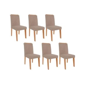 Cadeira Sala De Jantar Clarice Kit 6 Un Nature-madeirado-linho Bege - Cimol