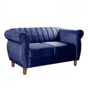 Sofá Realeza Decorativo Chesterfield Namoradeira Retrô Azul Marinho