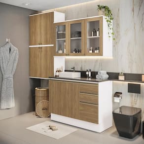 Conjunto Para Banheiro Kappesberg Celeste 4 Peças Branco/nogueira 200cm