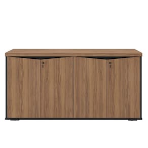 Balcão Para Escritório Com Chave 148cm Corp A06 Nogal/preto - Mpozenato