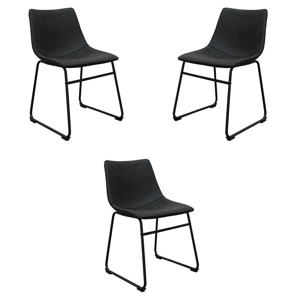 Kit 3 Cadeiras Decorativas Marquezine Sala De Jantar Pu Base Aço Preto G56 - Gran Belo