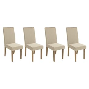 Cadeira Sala De Jantar 2cad142ng Kit 4 Un Nogueira/linho Bege A019 - Kappesberg