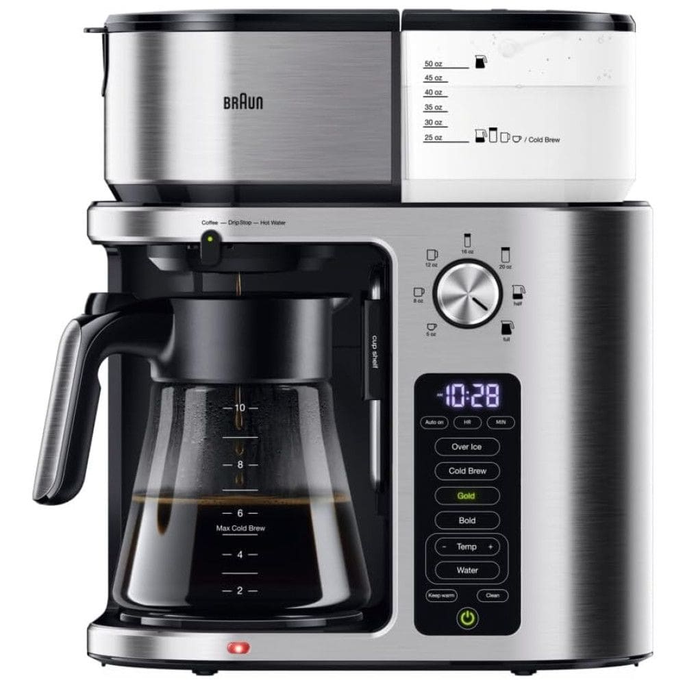 Cafeteira com Temporizador e 7 Opções de Tamanho, 110V 1600W, Braun, Prata