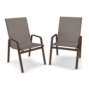 Kit 2 Cadeira Riviera Piscina Praia Alumínio Marrom Tela Fendi