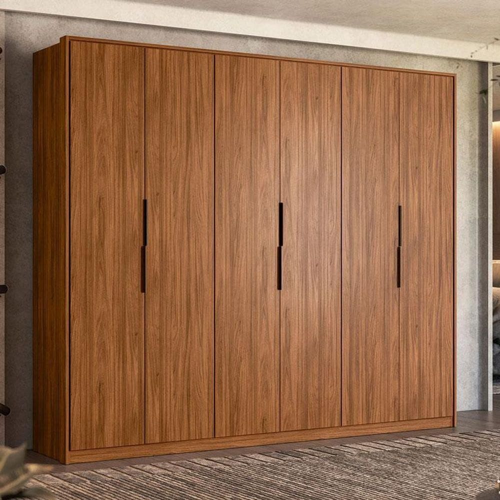 Cômoda Atria 4 Gavetas E Guarda Roupa Casal Atrice Nogueira Touch Demóbile - Demartêz