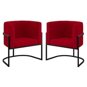 Kit 02 Cadeiras Poltrona Sala Quarto Base De Metal Black Vermelho