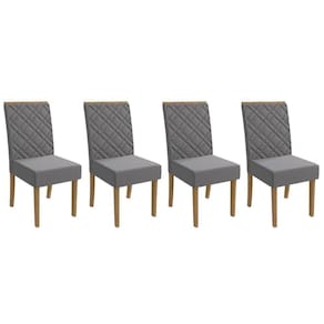 Cadeira Sala De Jantar 2cad149fr Kit 4 Un Freijo-veludo Titanio A050 - Kappesberg