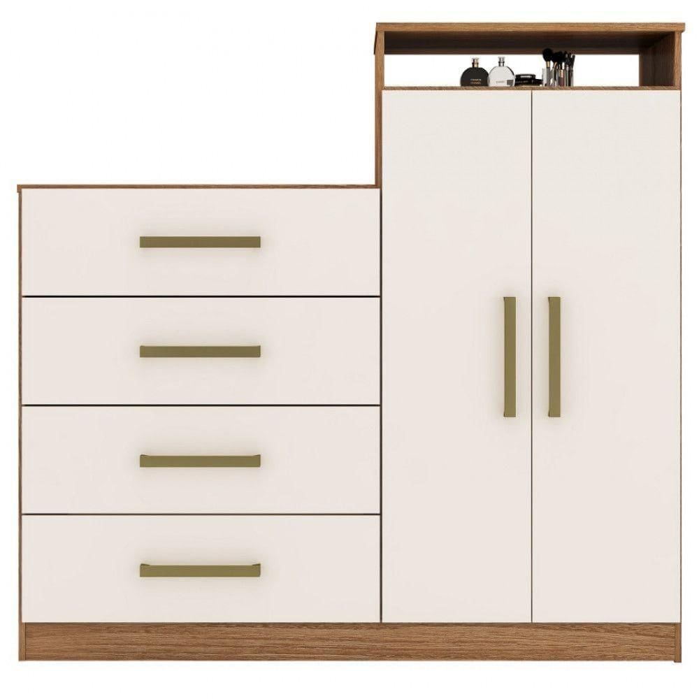 Cômoda Demobile 2 Portas 4 Gavetas Aurea Amendola/off Wh