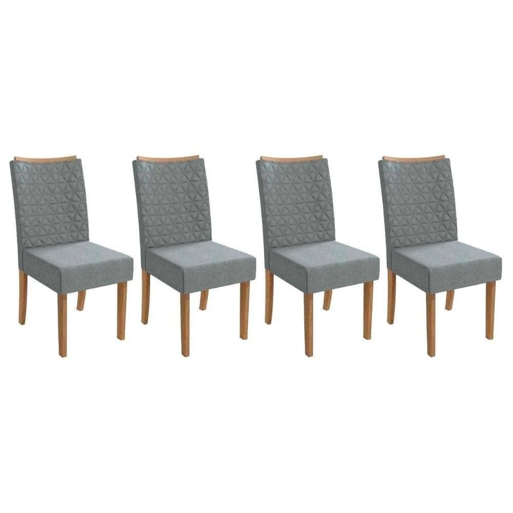 Cadeira Sala De Jantar 2cad129fr Kit 4 Un Freijo/linho Cinza A056 - Kappesberg