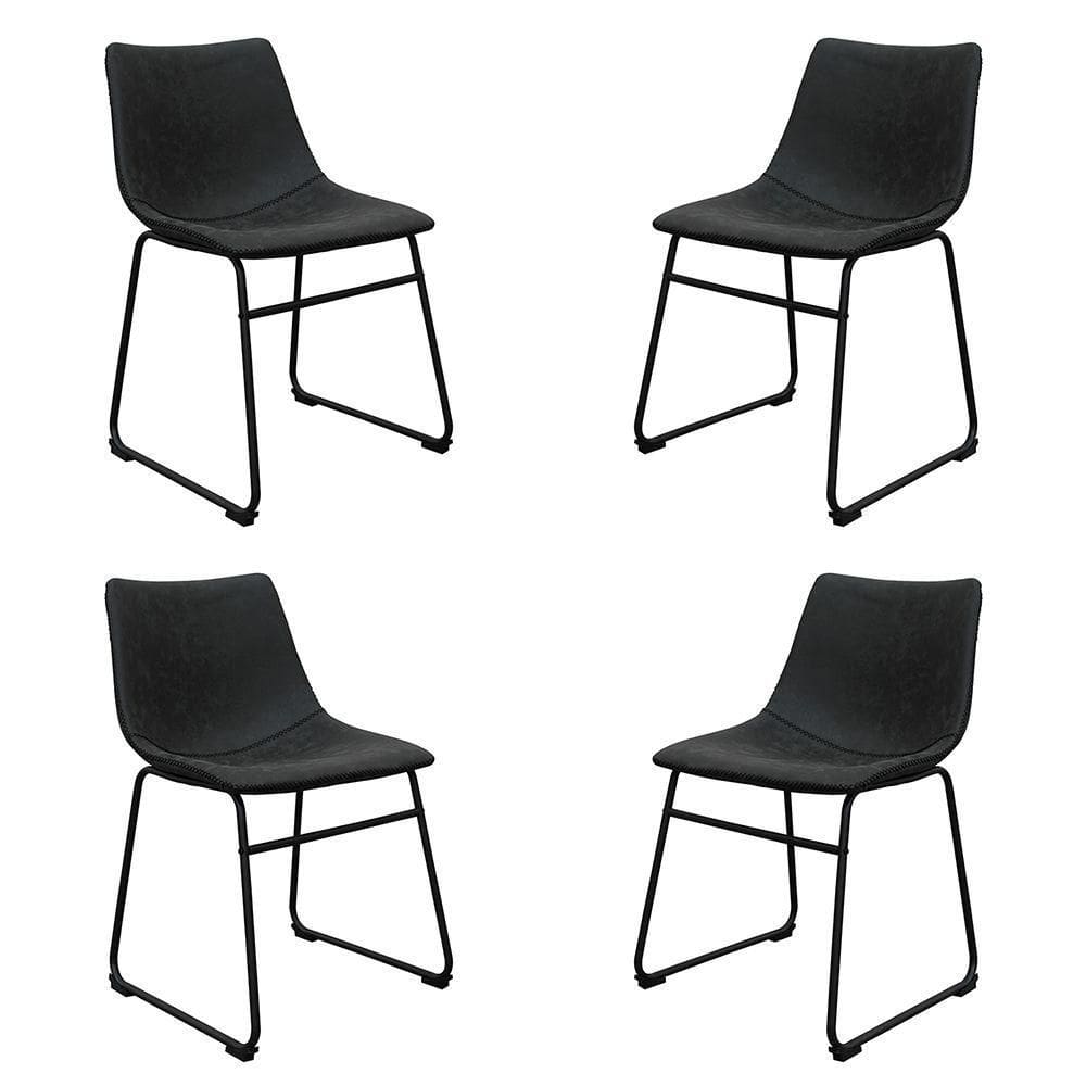 Kit 4 Cadeiras Decorativas Marquezine Sala De Jantar Pu Base Aço Preto G56 - Gran Belo